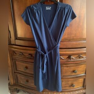 Pact Blue Sheath Midi Dress with Tie Front